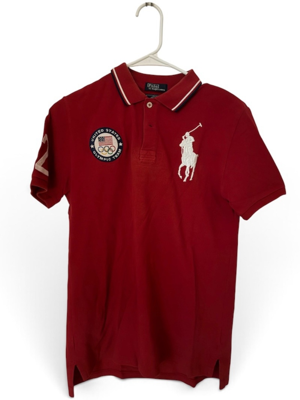 Polo by Ralph Lauren Red Polo Shirt with White Pony & Olympic Patch